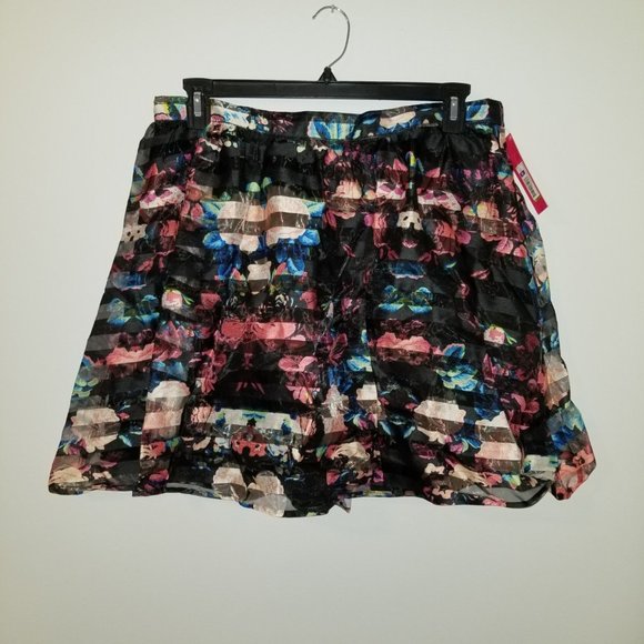 Xhilaration Dresses & Skirts - Organza Floral & Stripe Overlay Skirt XL